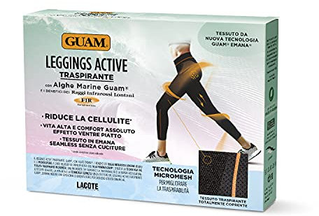 Guam, Aktive Leggings Damen mit Guam Meeresalgen und den Vorteilen der Ferninfrarotstrahlen FIR, atmungsaktives Gewebe, Bauch-weg-Effekt, nahtlos, Made in Italy, Größe S-M, 42-44