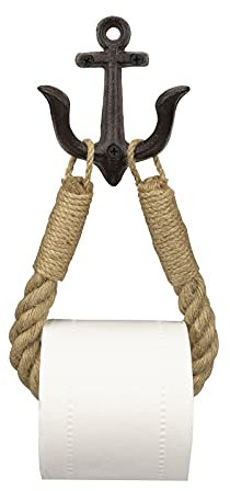 ROXLLGJC Porta carta igienica in corda nautica porta asciugamani con gancio in metallo per decorazione bagno (nero)