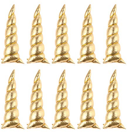 NUOBESTY 10pcs Unicorn Horn DIY Unicorn Headband Photo Prop Kids Girls Birthday Party Hair Accessories Golden