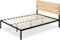 Zinus Paul Bett 160 x 200 cm – Höhe des Bettgestells 36 cm – Bettrahmen Plattform aus Metall und Holz mit Lattenhalterung aus Holz – Natural Brown and Black