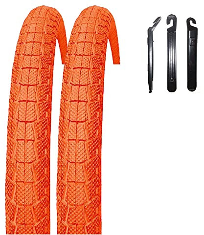 2 x Kenda K-907 Krackpot 20 BMX Fahrradreifen Fahrradmantel in Orange 50-406 (20 x 1.95) inkl. 3 Reifenheber