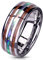 Paula & Fritz® Ring Damen Wolframcarbid Holz Abalone-Inlay Gr. 67 (21,3) Silber 8-mm Breit Herren-Ring Damenring Verlobungsring Ehering Abalone-Muschel
