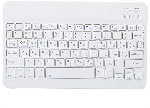 Clavier Bluetooth sans Fil Ultra-Mince Portable, Mini Clavier de Tablette de 10 Pouces, Clavier Rechargeable Universel pour Android/OS X/Windows(Russe)