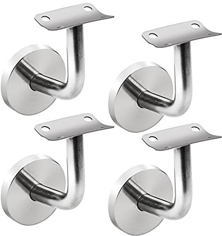 4 Piezas Soporte Pasamanos, Soportes de Baranda de Acero Inoxidable para Barandillas de Soporte de Escaleras - 60 x 60 mm, Plata