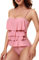 JFAN Costume da Bagno Donna Estivo Un Pezzo Volant Senza Schienale Controllo della Pancia Sling Bikini Rosa XL
