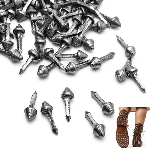 Lord of Battles Herdabnägel, handgeschmiedet, massives Eisen, voll funktionsfähig, antikes mittelalterliches historisches Zubehör für Schuhe, natürliches Finish, Set mit 100 Nägeln