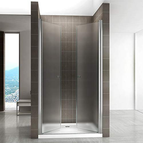 GINA Porte de douche H. 180 cm largeur réglable 84 à 88 cm verre opaque