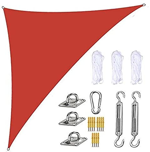 BOYH Voile Dombrage, Voile D Ombrage Triangulaire, Protection des Rayons UV, Voile D Ombrage Jardin avec Corde, Perméable Imperméable Voiles D'ombrage pour Patio, Blanc,(Size:5 * 5 * 5m,Color:Rouge)