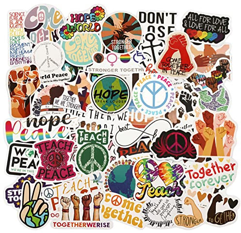 EKKONG Peace Symbol Frieden Solidarität Statement Sticker Peace Schilder Aufkleber Friedensbewegung Victory/Hand/Beten-Zeichen 50 Stück Wasserfeste Vinyl Decals