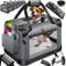 Lovpet® Transportbox Hund Katze Transporttasche XL 81,3x58,4x58,4cm | Hunde-Tragetasche Faltbare Katzentasche | Haustier-Transportbox inkl. Hundenapf & Schultergurt | für Katzen & Hunde Anthrazit