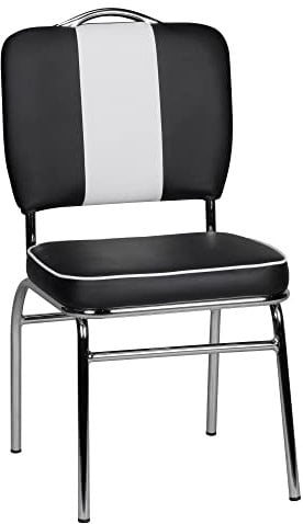 möbelando Esszimmerstuhl American Diner 50er Jahre Retro | Sitzfläche gepolstert mit Rücken-Lehne | Essstuhl Farbe Schwarz Weiß