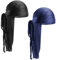 2 Stücke Durag Men Silk Elastische Silky Satin Durag Silky Seidige Durag Atmungsaktive Soft Durag DOO Rags Herren mit Langem Schwanz und Breiten Trägern Piratenhut für Männer und Frauen