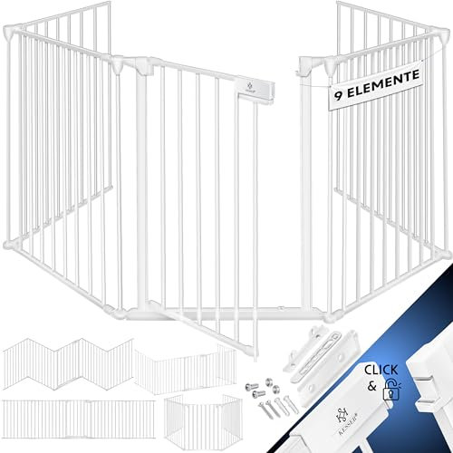 KESSER® Rejilla protectora para chimenea con puerta de metal, rejilla de protección para el horno, parque parque de seguridad, rejilla de seguridad para niños, 540cm