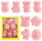 TONAUP Easter Cookie Cutters Set, 8 Pieces 3D Plastic Stamp Molds Eggs, Bunny, Butterfly, Flower, Sheep, Carrot Biscuit Cutters for Party Supplies Decorations