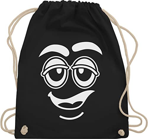 Turnbeutel Rucksack - Karneval & Fasching - Taschen - M Aufdruck Gruppen Kostüm M&M Gesicht - Unisize - Schwarz - karnevalsbeutel faschings tasche karnevalstasche karnevals beutel wurfbeutel