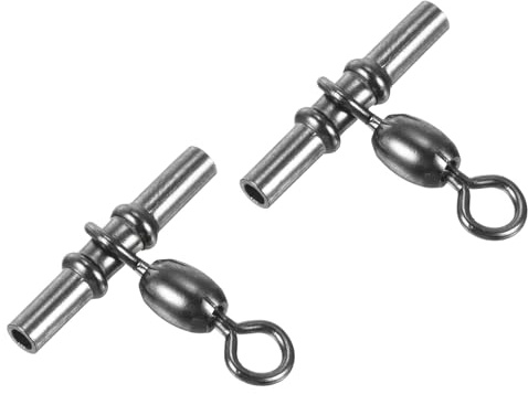 PATIKIL Manicotto Girevole, 10pz 84lb Inox Acciaio Incrociato Tubo 3 Vie Pesca Terminale Attacco, Nero