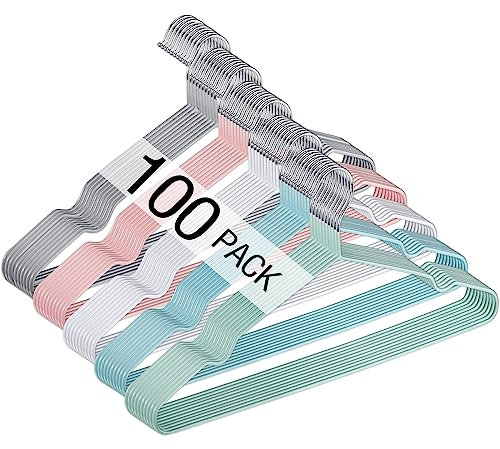 Wesiti 100 Stück rutschfeste Kleiderbügel aus Metalldraht für Kleidung, platzsparende Kleiderbügel, starke 39,9 cm, dreieckige Kleiderbügel für Mantel, Anzug, Brautboutique, Kleid für Schrank,