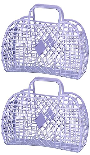 Altsuceser 2 x Gelee-Geldbörsen, Gelee-Korb, Taschen, wiederverwendbar, Brautjungfer-Geschenkkorb, Osterkorb, Geschenk für Babyparty, Sommer-Kinder-Handtaschen für Frauen und Mädchen, Violett