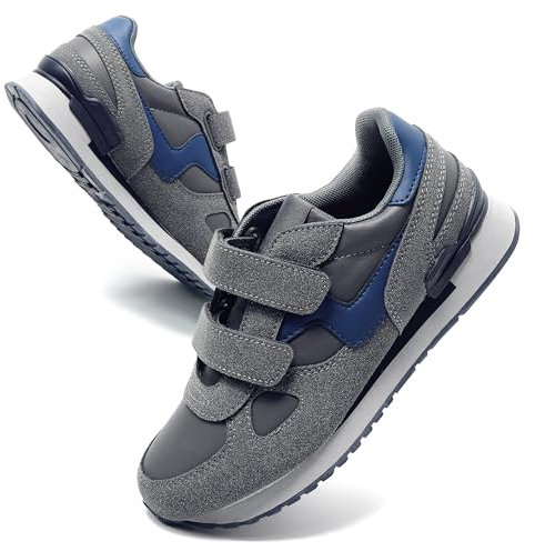 JOMIX Scarpe con Strappo Uomo Sneakers Donna Casual Sportive da Ginnastica Scarpe da Corsa Tennis Fitness Camminata Passeggio Traspirante in Pelle Sintetica NU8138 (Grigio, 42)