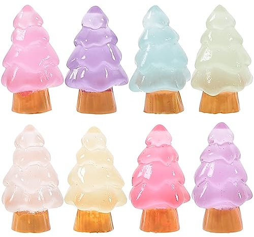 GANAZONO 8 Miniatur-Baumfiguren Mit Led-Beleuchtung Tisch-Weihnachtsbaum Mini-Weihnachts-Led-Nachtlicht Weihnachtsschmuck Dekoration Für Zuhause Urlaub Party Tischdekoration