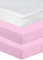 Hajran Linen 3 Pcs Soft & Cozy Crib/Cradle Fitted Sheets - 100% Pure Cotton 2 x Fitted Sheets + 1x Waterproof Mattress Protector - Premium Quality High Thread Count (90 x 50 cm, Pink)