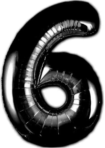 Luftballon 6. Geburtstag Zahl 6 Schwarz XXL Riesen Folienballon 100cm Geburtstagsdeko Ballon Zahl Deko zum Geburtstag. Fliegt mit Helium.
