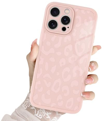 iPhone 15 Pro Max Case Cover for Girls Women, Cute Leopard Print Pattern Design Phone Case Soft Slim Silicone Camera Protection Shockproof Bumper Cover for iPhone 15 Pro Max - Pink