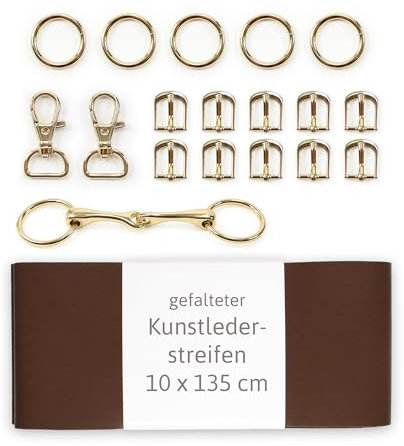 Trense Hobby Horse selber machen ◆GOLD EDITION◆: Materialset mit braunem Leder (ohne Anleitung)