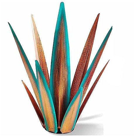 ISTOVO Große Rustik Skulptur Rustikal Metall Agave Pflanzen Passend für das Außenzelt: Terrasse Yard, Dekor Handgemalt 55cm