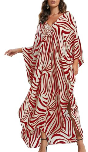 Bsubseach Formelle Kaftankleider für Frauen Zebrastreifen Print Kaftan Badeanzug Cover Ups Lose Kaftan für Frauen