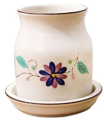 TYMYYS Estante De Drenaje De Patrón Impreso A Mano Japonés, Escurridor De Cubiertos De Cerámica De Estilo Pastoral Para Palillos, Soporte Para Cubiertos-flor azul-14x14x15cm
