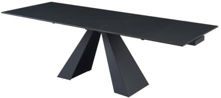 Vente-Unique - Table à Manger Extensible 6 à 10 Personnes en Verre trempé, céramique et métal - Effet marbre Noir - LOZIPA de Maison Céphy