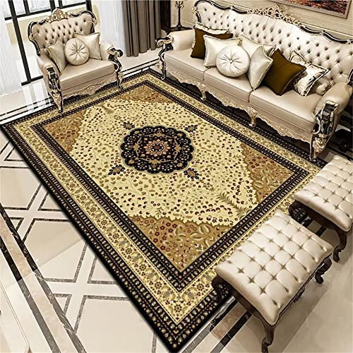 RUGMRZ Deko Zimmer Tumblr deko Wohnzimmer Schwarze und gelbe Blumendekoration klassischer Wohnzimmerteppich waschbar Teppich Pflegeleicht 60X90CM