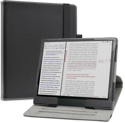 LiuShan Custodia per Boox Note Air4 C,360 Gradi di Rotazione Custodia in Pelle PU con Supporto Caso per Boox Note Air4 C(2024)/Boox Note Air3 C/Boox Note Air3 B/W(2023) 10,3 Pollici, Nero