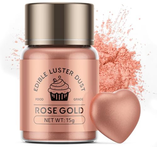 Wwtop Roségold Essbares Glitzer - 15 g Glitzerpulver für Getränke, Geschmacksneutrales Lebensmittel Glitzer für Schokolade, Ostern Kuchen, Fondant, Cupcakes, Erdbeeren, Drinks, Flüssigkeiten