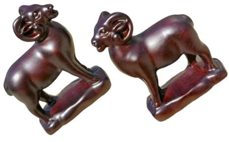 BESPORTBLE 2stücke Holzziegenfigur Ziegenornament Ziegenstatue Für Haus Und Schreibtisch Dekor Heimdekoration Heimornament Ziegenfigur Aus Holz