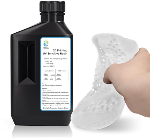 YOUSU 80A Flexible 3D Resin,3d drucker resin,Hohe Zähigkeit resin,3D-Druckharz vom Typ Weichgummi/TPU,Externes strahlenhärtendes aktinisches Harz, Weiß, 1000g/1kg