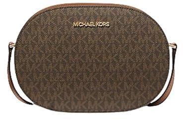 Michael Kors Jet Set Travel Medium Signature Oval Crossbody Bag Brown, Braun, Medium, 35R3GM9M1L
