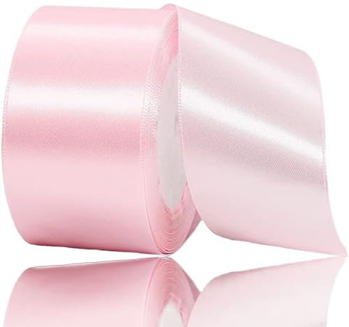 Geschenkband Hellrosa 50 mm Breit,23 Meter Satinbänder Hellrosa Stoff Schleifenband Kunsthandwerk,Hochzeitsdekoration, Weihnachten, Haarbögen, Blumensträuße, Geburtstag und Geschenkverpackung