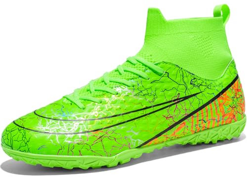 VTASQ Fußballschuhe Herren High Top Professionelle Fussballschuhe Outdoor Trainingsschuhe Jugendliche Athletics Sport Fußballspiel Training Sportschuhe Grün 42 EU