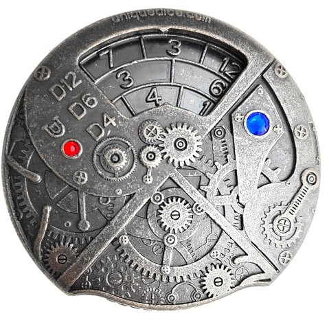 Roulette Dice von Unique Dice 7-in-1 Drehscheibe Würfel DND Spinner Metall D20 Rollenspiel Dungeons and Dragons (Antik Silber)