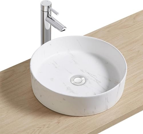 MOB-IN Lavabo da appoggio in finto marmo bianco D38cm Naya