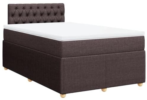 vidaXL Boxspringbett, Doppelbett mit Matratze Matratzenauflage, Bettgestell mit Kopfteil, Polsterbett Bett für Schlafzimmer, Dunkelbraun 120x190cm Stoff