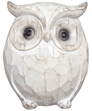 QIAOIDEA Figura rústica de búho tallado, decoración de estante para el hogar y la oficina, bonita figura de búho gordito para estante, escritorio, armario, chimenea, chimenea, decoración de baño