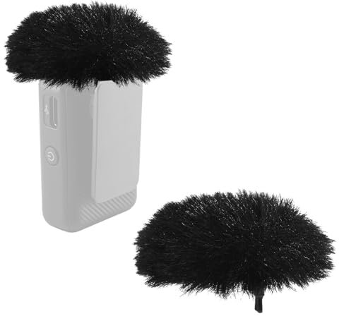 2er-Pack Mikrofon Windschutz für DJI MIC 2, Pelziger Windschutz Mikrofonschaum Mikrofon-Popfilter für Mikrofon (Schwarz)