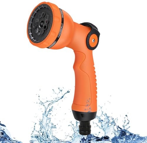 Hose Pipe Spray Gun, 10 Adjustable Patterns Garden Hose Spray Gun with Thumb Switch, Leak Proof&Non-Slip Hose Spray Gun for Car Washing, Pet Showering, Cleaning, Watering Lawn