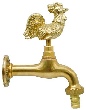 L'ARTISTICA F.LLI PERINCIOLI | Rubinetto con Maniglia Gallo, Rubinetto in Ottone per Fontane a Colonna o Muro, 165x137mm