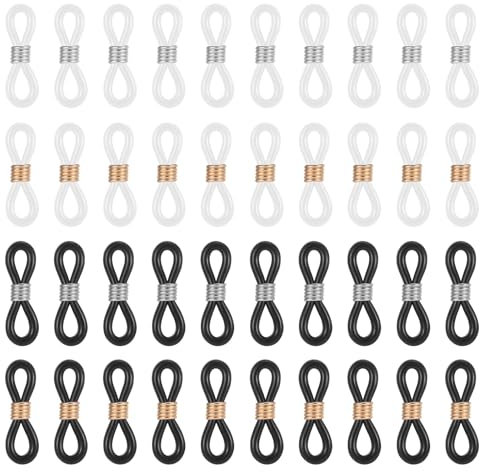 HonGien 40Stück Silikon Brillenketten Enden Halter Brillenkette Enden Anti-Rutsch Brillenkettenenden Silikon Brillenverbinder für Brillenhalter Halskette Kettenriemen