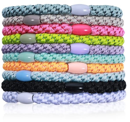JIYIN 10 Stück Elasitc Haargummis Damen, Geflochtene Haargummi Cotton Bands Elastische Haargummis Pferdeschwanz Halter Haarbänder für dickes lockiges Haar