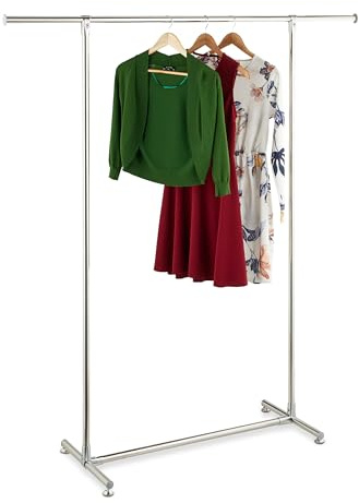 Relaxdays Kleiderständer, HxBxT: 162 x 151 x 42 cm, stabile Kleiderstange, Edelstahl, freistehende Garderobe, silber